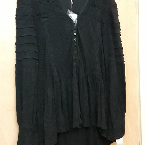 Free People Black Lace Button Peasant Top Set To Stun S P New Tags - Picture 14 of 16